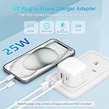 USB C Plug, 25W Power Adapter USB C Fast Charger UK iPhone Plug Dual Port USB+Type-C Charging Wall Plug Fast Charge for iPhone 16/15/14 Pro/14 Pro Max/13/12/11, iPad Pro/Air, Galaxy S24/S23 - Image 3