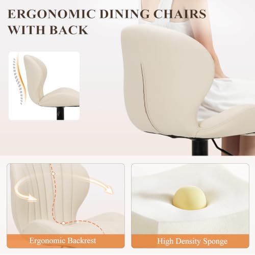 Image of COLAMY Bar Stools Set of 4,Swivel Adjustable Height Leather Bar Chair,Beige