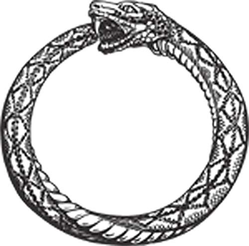 Retro Vintage Ouroboros Snake Eating Tail Ring Cartoon Icon Vinyl Decal Sticker (4" Tall)