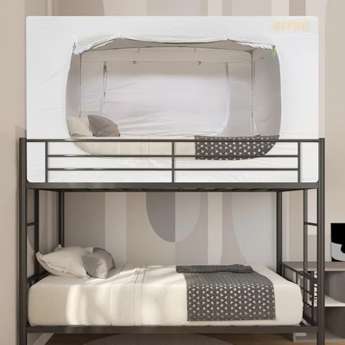 RIYDH Bed Tent Bunk Twin Bed Canopy Tents - Portable Dream Tent for Kids and Adult Indoor Sleeping Tents 70% Blackout with 3 Doors Breathable Big Space Tents