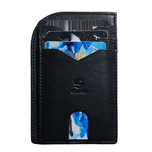 Saltrek Ultradünne Vordertasche | RFID-Blockierung | Minimalistische Leder-Geldscheinfach, Mitternachtsschwarz, Standard, RFID-Geldbörse, schwarz - Midnight Black, Standard, Modern Cover