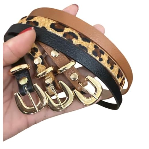 Kit 3 Cintos Feminino Fino Couro Legítimo Fivela Dourada (Preto/onça/marrom)