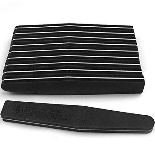 8.PM Nail Files & Buffers - 10pcs/lot Double Side Nail files buffer 100/180 Trimmer Buffer lime a ongle Nail Art Tools Washable Buffing Sanding File Sponge (Black)