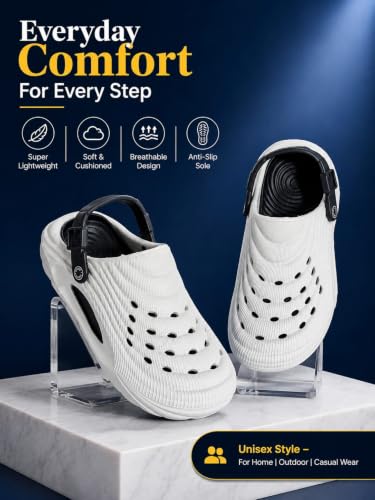 Image of Men's Clogs Mules for Men & Boys - CreamComfortable, Lightweight, Non-Slip, Waterproof, Stylish, Classic, Casual, Everyday Mules