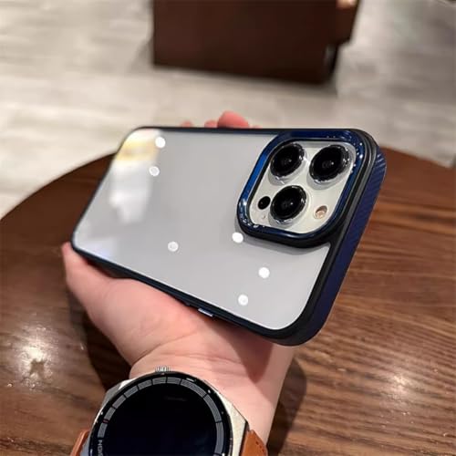 Coque antichoc iPhone 13 Pro en carbone bleu avec dos transparent