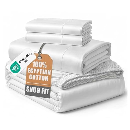 100% Egyptian Cotton Sheets King Size - Naturally Cooling & Breathable 4 Piece Silky Sateen Weave King Size Sheets Set, Ultra-Soft & Durable Hotel Luxury Sheets with 15" Snug Fit Deep Pockets - White