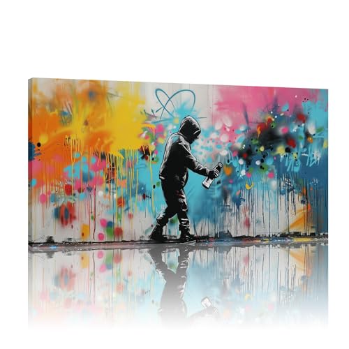 Art mural Banksy graffiti impression sur toile 30x60 cm pour salon moderne