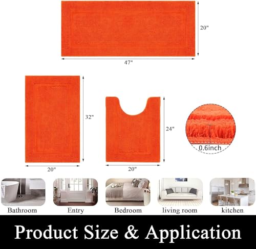 SHACOS Orange Bathroom Rugs Sets 3 Piece Bath Mat U Shaped Toilet Rug by SHACOS - Used condition - Image 2