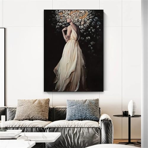 Peinture Toile Fleurs 21x30cm avec Cadre pour Habiller un Mur Vide