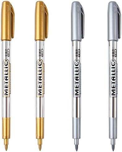 Dyvicl Premium Metallic Markers Pens - Silver and Gold Paint Pens for Black Paper, Glass, Rock Painting, Halloween Pumpkin, Card Making, Scrapbook Album, Christmas DIY Art Craft Kids, Set of 4