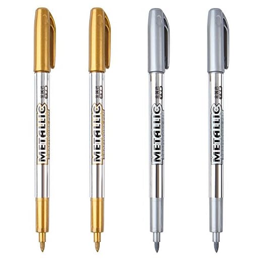 Dyvicl Metallic Markers Pens - Silver and Gold Paint Pens for Black Paper, Glass, Rock Painting, Halloween Pumpkin, Card Making, Scrapbook Album, Christmas DIY Art Craft Kids, Set of 4