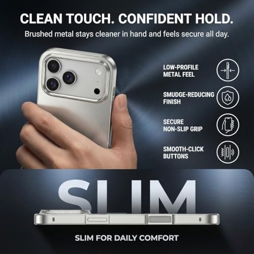 Bumper iPhone 17 Pro Max cadre métal blanc coque arrière mate rigide