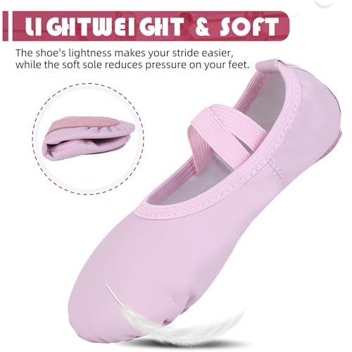 Ballet Shoes for Girls Ballet Dance Slippers Boys Soft No-Tie PU Leather Ballerina Shoes for Toddler/Little Kid/Big Kid/Women2