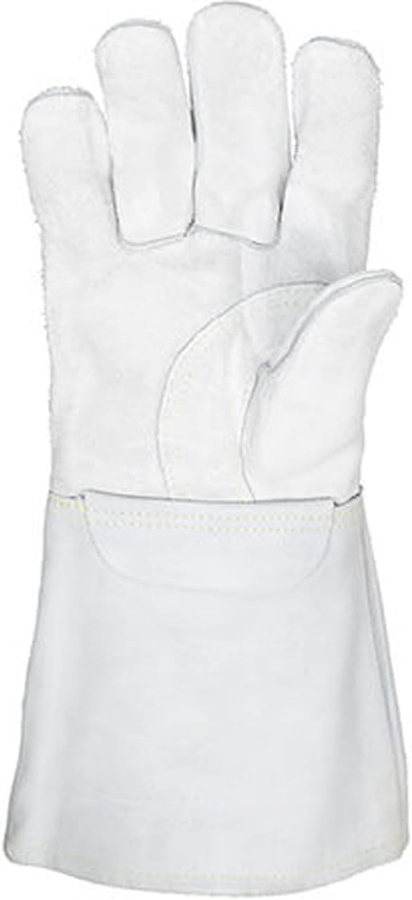 John Tillman Medium 14" Pearl Gray Top Grain Cowhide CottonFoam Lined Stick Welders Gloves with Welted Fingers and Kevlar Thread Locking Stitch (Carded) (TIL650M)