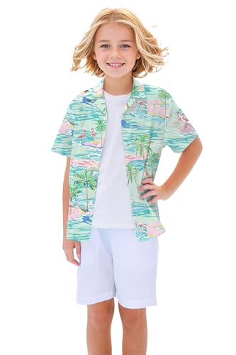 Image of Betusline Girls' and Womens' Hawaiian Shirt Blouse Button Down Beach Shirts