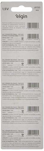 Pilha Bateria, Elgin, Botão, LR1120, AG8, 1.5V, Cartela com 10 unidades