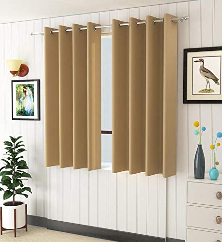 Image of FRESH FROM LOOM Thermal Insulated Black Out Curtains for Window | Room Darkening | Black Out Window Curtains | Noise Reducation (Color Beige | 5 FT Long Set of 2 | Luxurios Edition)