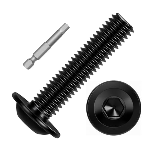 Image of M8-1.25 x 35mm 15 PCS Flanged Button Head Socket Cap Bolts Screws, Stainless Steel 304, Allen Socket Drive, Screwdriver Bit Included, Black Finish, Fully Machine Thread