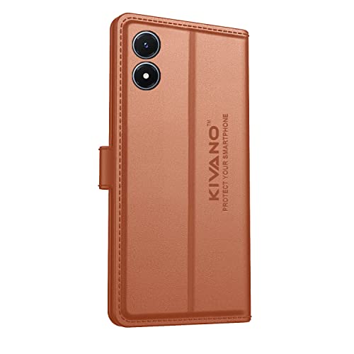 Image of Compatible with Vivo Y02s Flip Cover | Leather Finish | Inside Pockets & Inbuilt Stand | Shockproof Wallet Style Magnetic Closure Back Cover Case