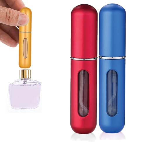 Image of TEMPERIA (2pcs) Mini Perfume Refill Bottle - Empty Small Portable Perfume Atomizer Refillable Dispenser Container - Travel Essentials & Accessories for Women & Men (Multicolour)