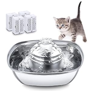 Cat Water Fountain Stainless Steel UVCANY 26L88oz Pet Drinking Fountain for Cats Inside Ultra Quiet Dishwasher Safe Automatic Dog Water Bowl Dispenser with 4 Replacement Filters for Cats Dogs