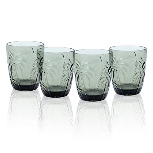 M&N HOME Set of 4 Old Fashioned Drinking Glasses, 9 Oz Cups, Glass Tumblers, Glass Cups, Water Glasses, Juice Glasses, Highball Glasses, Glassware Set – GREY SET