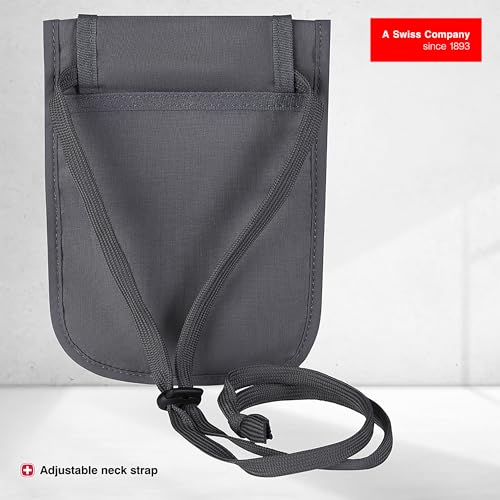 Wenger Travel Document RFID Neck Pouch in Grey, blend of style & function, Swiss designed (611878)