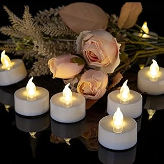 Kemanga Tea Lights LED Candles No Flickering Flameless Candles,24-Pack Realistic Battery Operated Fake Candle with Warm White Bulb Light for Christmas Halloween Decoration,Festivals,Weddings etc
