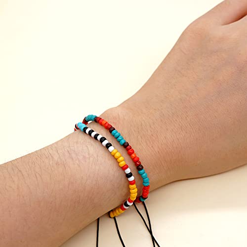 Image of JAYUMO Multicolor Handmade Beaded Adjustable Bohemia Friendship Charm Bracelets for Women Girls