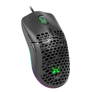 DELUX 67G (2.36oz) Wired Lightweight Gaming Mouse with 7200DPI, RGB Backlit and 7 Programmable Buttons, Honeycomb Shell Gaming Optical Mouse for PC Laptop Computer(M700BU(A725)(Black))