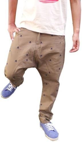 Amazon サルエルパンツ 股上深め テーパードパンツ ドクロ Pl 3080 L 84cm Black ショートパンツ 通販