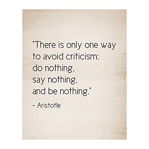 AMERICAN LUXURY GIFTS To Avoid Criticism Do Nothing Aristotle Quote Vintage Philosophical Motivational Wall Art Decor for Office Classroom Home Living Room Inspiration 8x10 Unframed Print