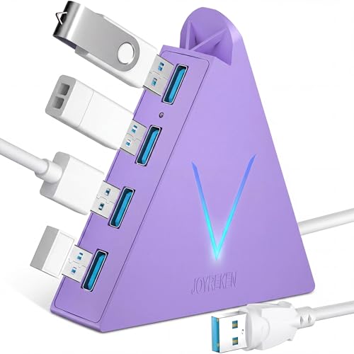 Hub USB 3.0 à 4 ports violet pour PC et console avec câble de 0,6m
