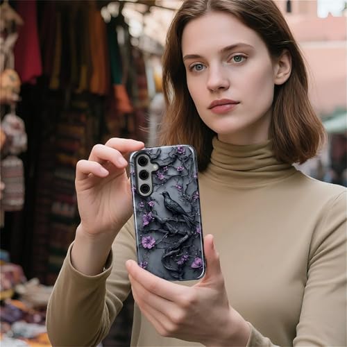Coque Samsung S25 fleur oiseau violet protection hybride - 7
