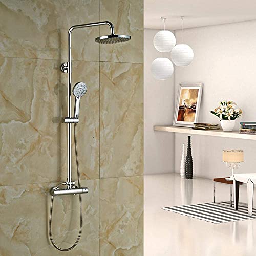 Douche thermostatique 8 pouces anti-brûlure avec mitigeur mural chrome