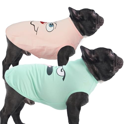 IECOii 2 Pack Pet Tank Top Tee Sleeveless| Medium |Summer Dog Clothes Apparel,Pet Funny Costume Doggy T-Shirts Clothing for Small Dog Puppy Outfit Keep Body Heat Hot Weather Daily Walk, Navy