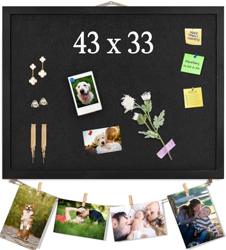 Tableau d'affichage en liège noir et feutre 43x33 cm pour photos et notes au bureau