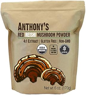 Anthony's Organic Red Reishi Mushroom Extract Powder, 6 oz, 4to1 Extract, Gluten Free, Non GMO