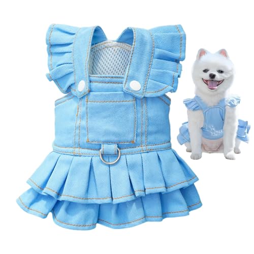 小型犬用 通気性 ドレス 軽量快適 ペットウェア 春夏 犬服 日常用, 通気性 快適 犬服 小型犬中型犬用, 散歩 旅行に最適 子犬 カウボーイ オーバーオール 着脱簡単 外出用