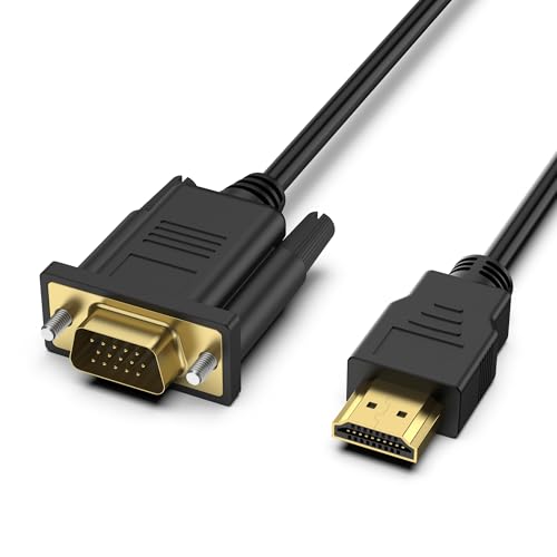 Mugust Cable HDMI a VGA 1.8M, Unidireccional HDMI (Fuente) a VGA (Monitor) Macho a Macho para 1080P ComputadoraHDMI,MonitorVGA,Proyector,Raspberry Pi,Roku,Xbox, Escritorio,Portátil,PC,HDTV (1M)