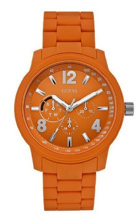 �Q�X Guess Mens Multifunction Orange Resin Case Polyurethane Bracelet Watch U0185G5 �j�� �����Y �r���v �y���s�A���i�z