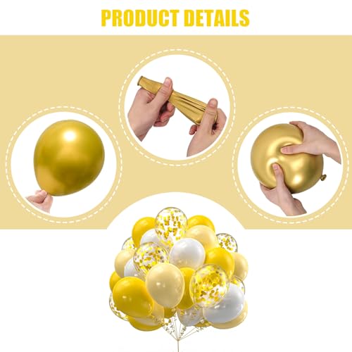 Image of 60PCS White and Gold Balloons,Gold Confetti Balloons White and Gold Balloon Arch Kit,Suitable for Wedding Birthday Party Graduation Engagement Bridal Shower Decorations