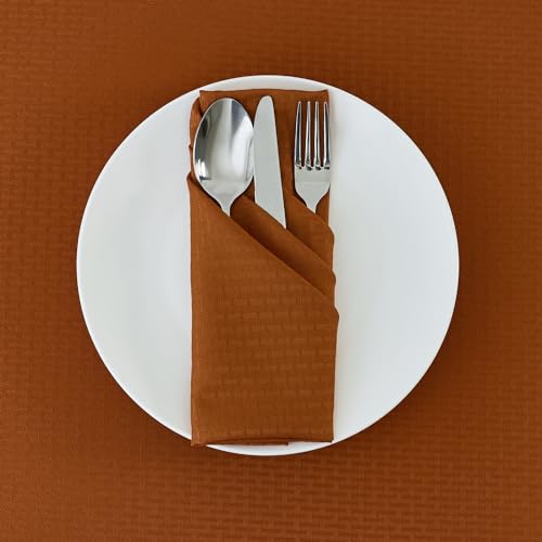 Image of maxmill Fall Cloth Napkins 20 x 20 Inch Weaved Pattern Soft Comfortable and Luxury Serviette for Harvest Thanksgiving Family Dinners Weddings Parties and Banquets Set of 4 Pieces, Rust