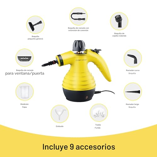 Miniatura 2 de Comforday Limpiador De Vapor De Mano, Limpiador De Vapores Portátil De Usos Múltiples Con 9 Accesorios Para Quitar Manchas, Alfombras, Cortinas, Asientos De Auto, Cocina, Chinches, Piso, Baño