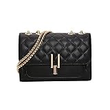 YXBQueen Tasche Damen Umhängetasche kleine Handtaschen Elegante Schultertasche Metallic Kette Handtasche Schwarz Gold