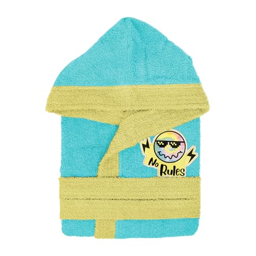 LEBENGOOD - Kinderbademantel Jungen Mädchen Teenager Unisex - 100% Baumwolle OEKO-TEX® - 2 Taschen, Gürtel, Kapuze, besonders weicher Frottee-Bademantel mit Stickereien (10-12 Noboy)