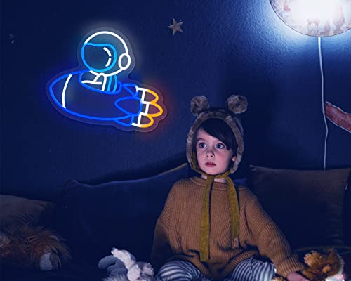 Astronaut Spacecraft Neon Signs For Wall Decor, Dimmable Usb Powered Spaceman Led Neon Light Decorations For Bedroom,Galaxy Lover, Kids & Teens Room,Outer Space Party Supplies Christmas Gift (15.7" X 12.6'') #TOP5