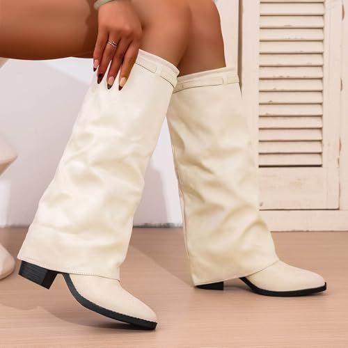 Bottes en daim mi-mollet bout pointu bottines tendance confort d'hiver