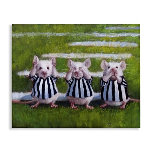 Stupell Industries Funny Mouse Referee Comic, 16 x 20 Inch Canvas Wall Art