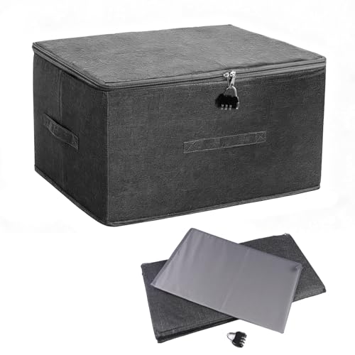 Dhisperares Scatola con Serratura a Combinazione 40x30x21cm, Scatola Richiudibile con Coperchio, Contenitore Pieghevole con Coperchio per Riporre Vestiti, Giocattoli e Medicinali